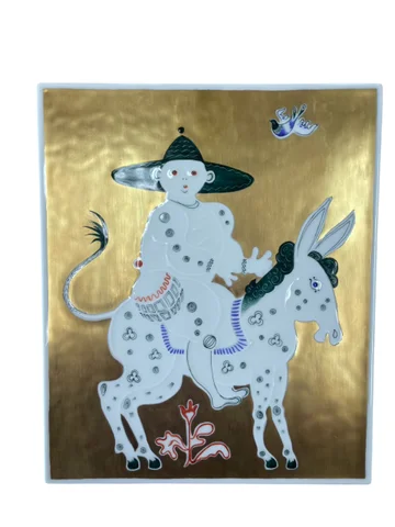 マイセン（Meissen）陶板 サンチョパンサ 18×22cm 935084／9M330